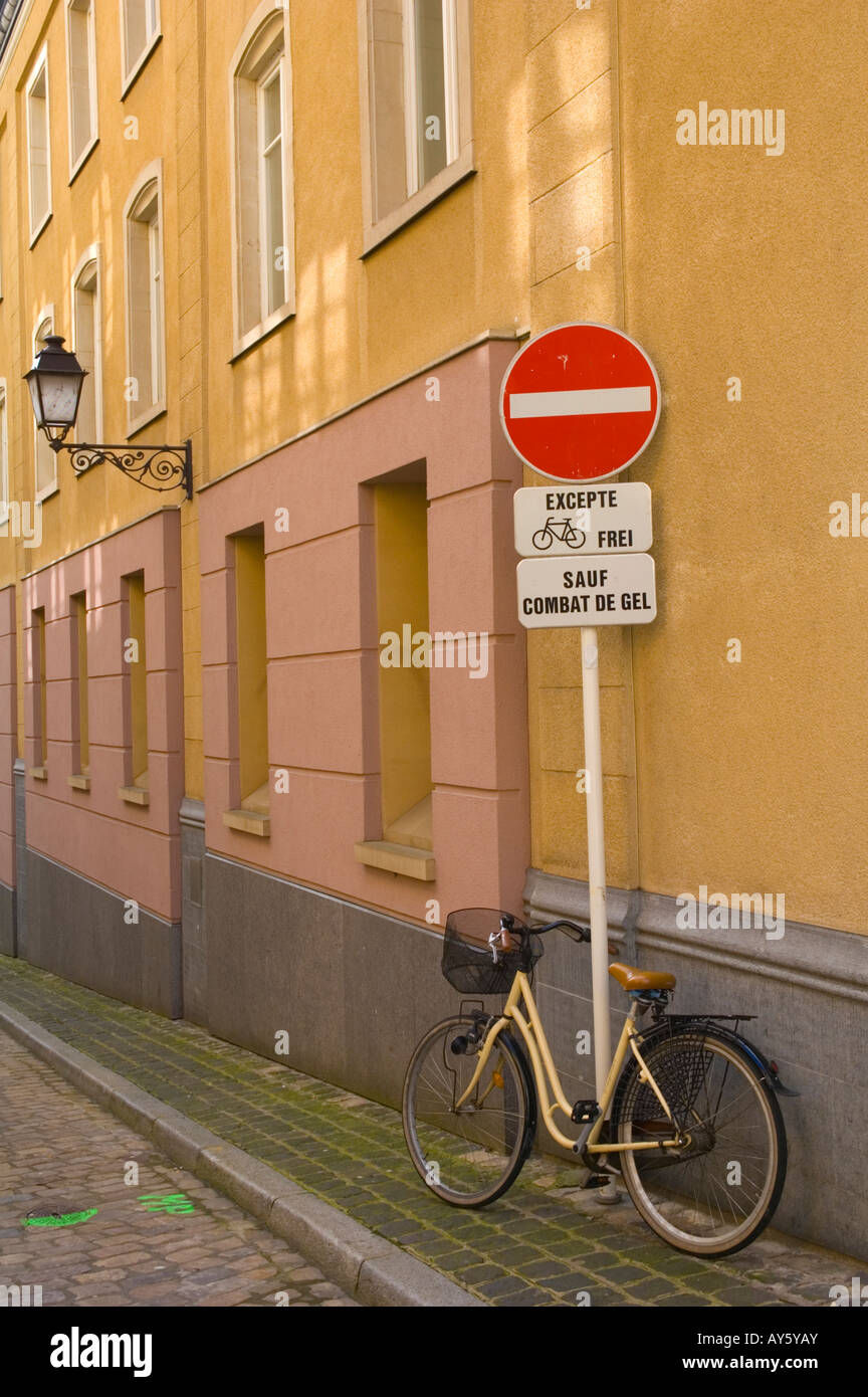 Parked bicycle in Ville de Luxembourg Europe Stock Photo