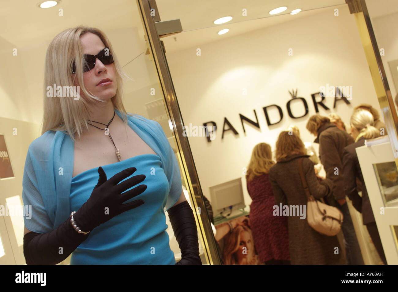 Living dolls Pandora jeweler jeweller shop store Logo Duesseldorf Germany Stock Photo