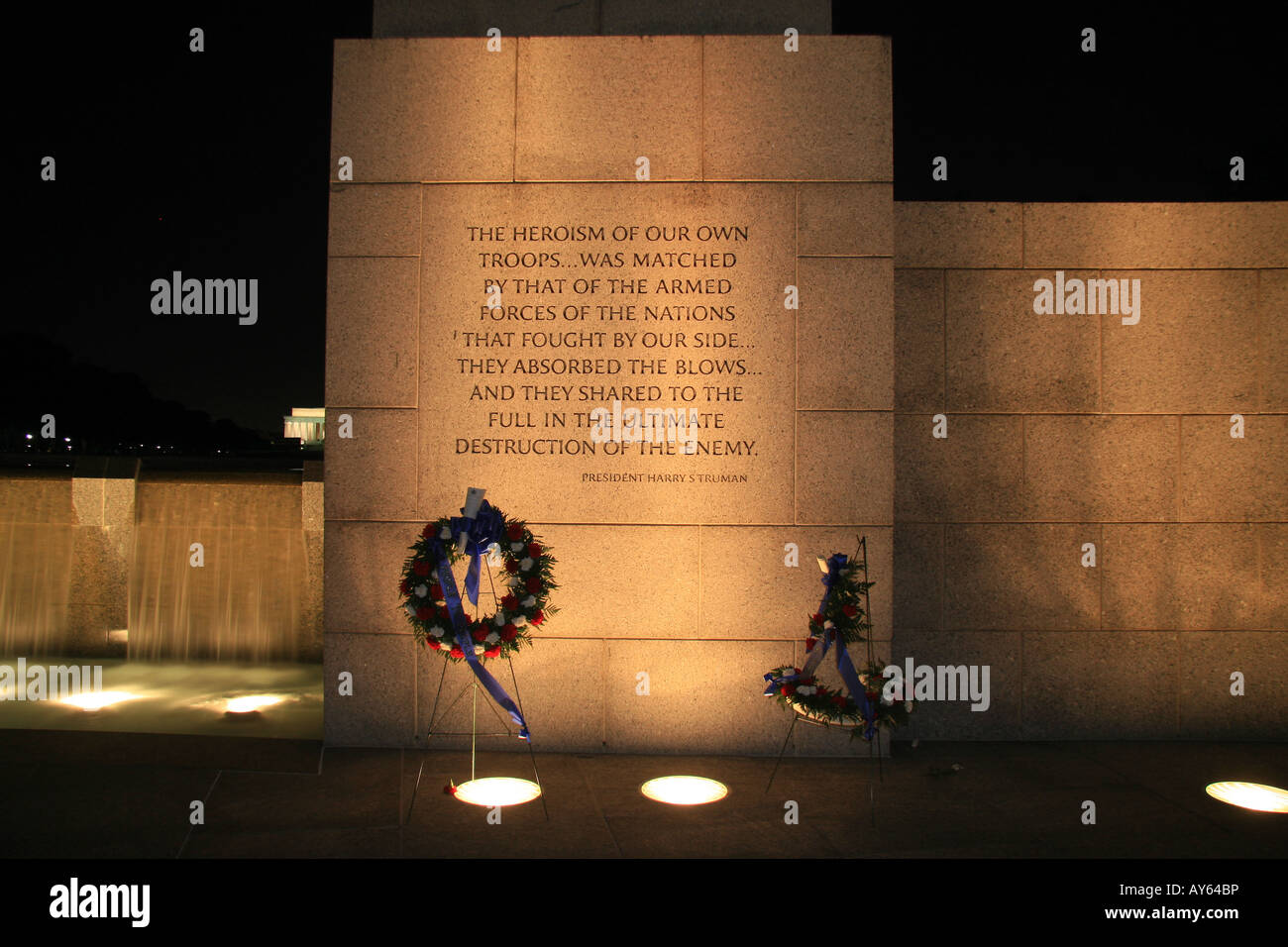 Night view of engraved quotation by President Harry S Truman, National ...