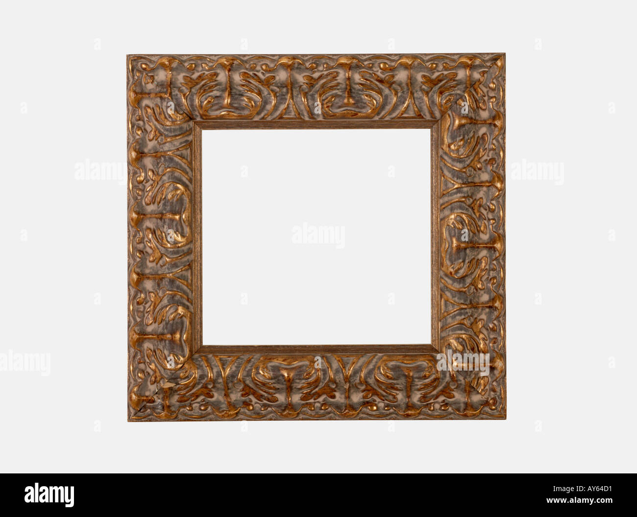 CARVED WOODEN SQUARE PICTURE FRAME ON WHITE BACKGROUND Stock Photo Alamy