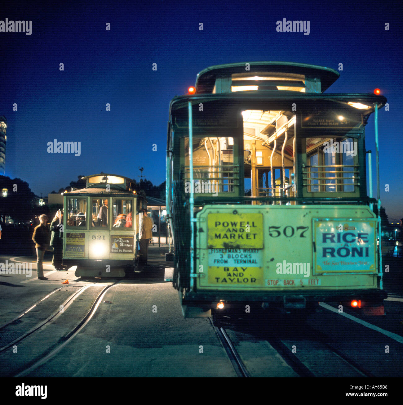 Cable Car Hyde Street San Francisco California at night Stock Photo Alamy