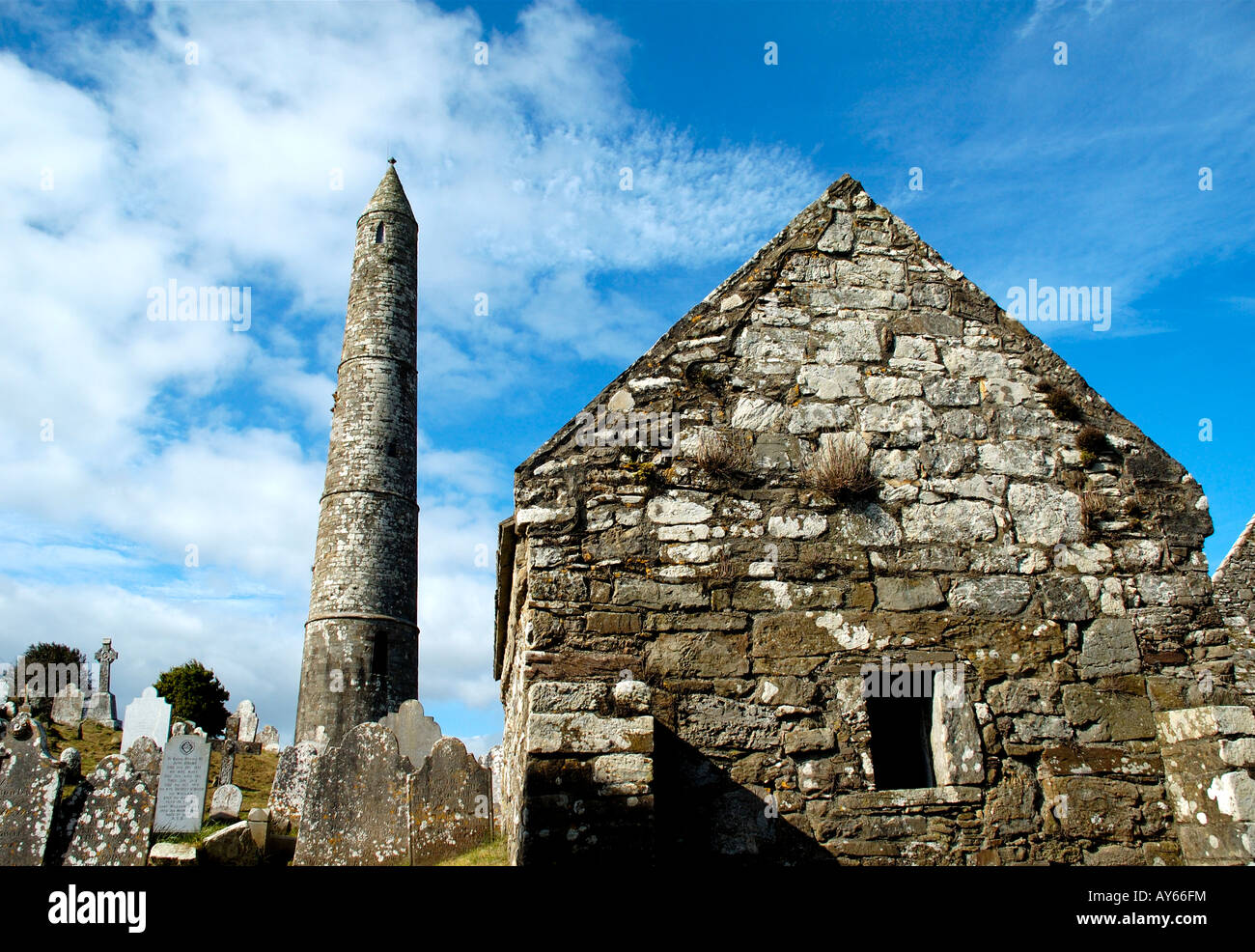 St Declans Round Tower and Oratory Ardmore Co Waterford Ireland Stock Photo