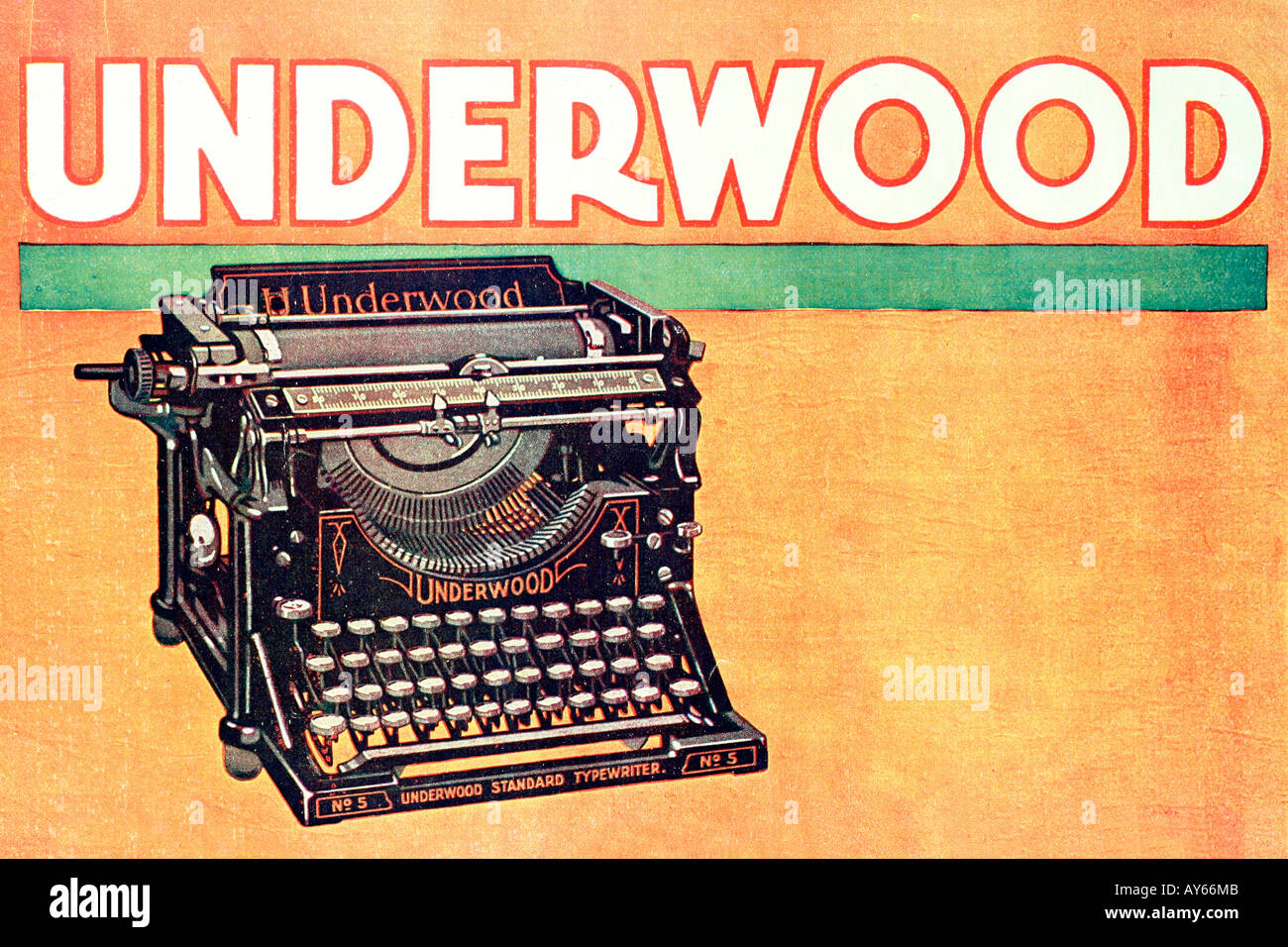 Antique advertising. Underwood typewriters. Antique illustration. 1923 Stock Photo