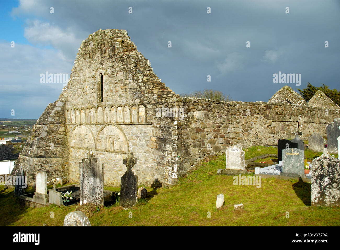 West Gable of St Declans Cathedral Ardmore Co Waterford Ireland Stock Photo