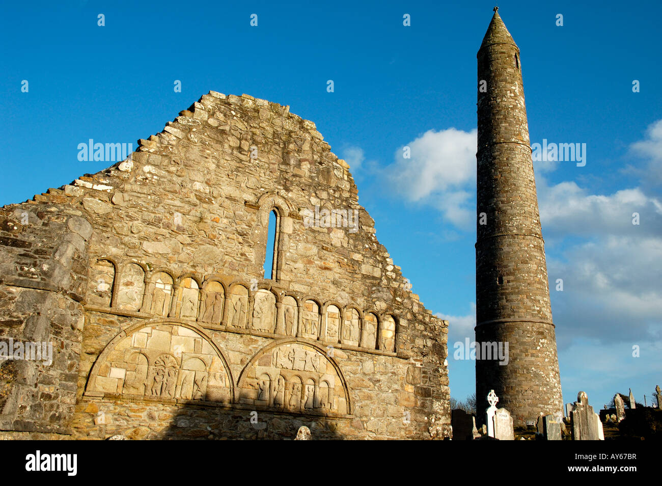 St Declans Round Tower and Cathedral Ardmore Co Waterford Ireland Stock Photo