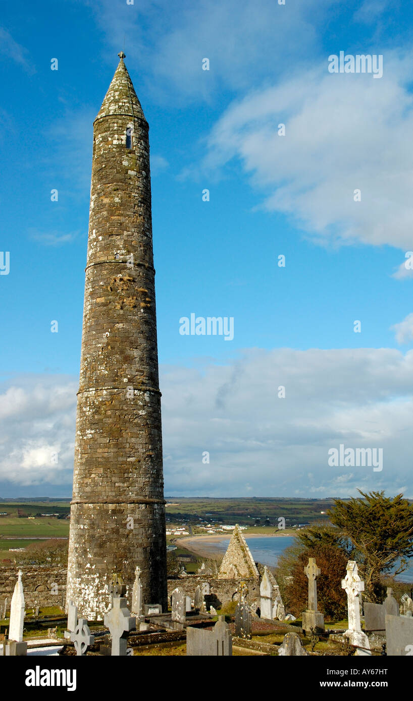 St Declans Round Tower Ardmore Co Waterford Ireland Stock Photo