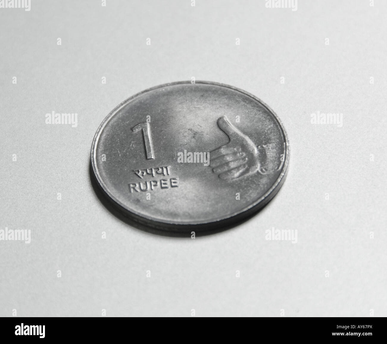 One Indian Rupee coin Stock Photo