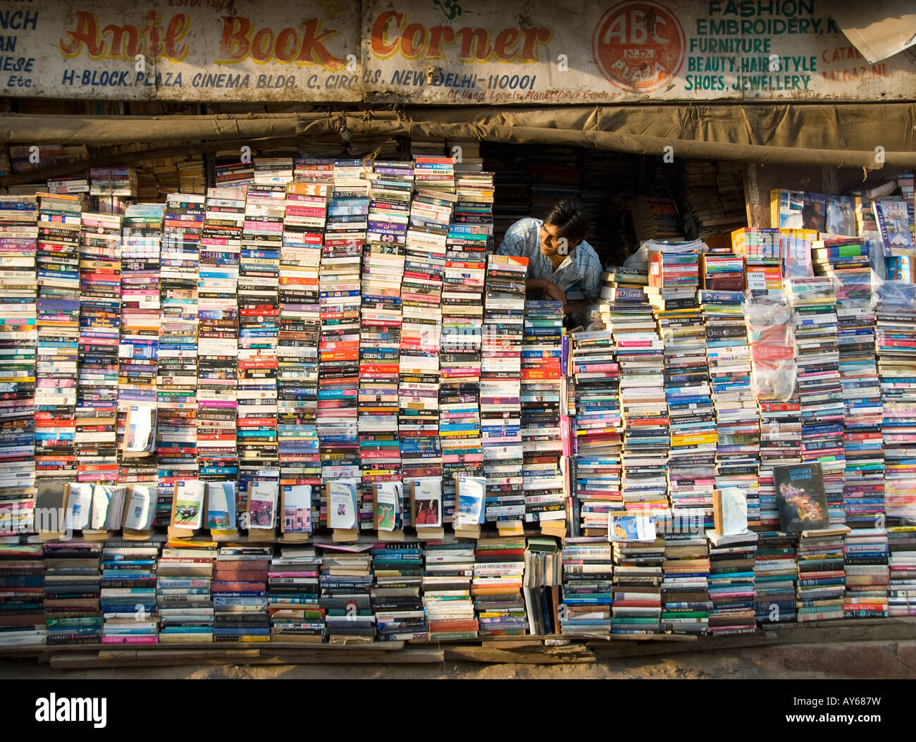 A secondhand book shop in Connaught Place in Delhi in India Stock Photo