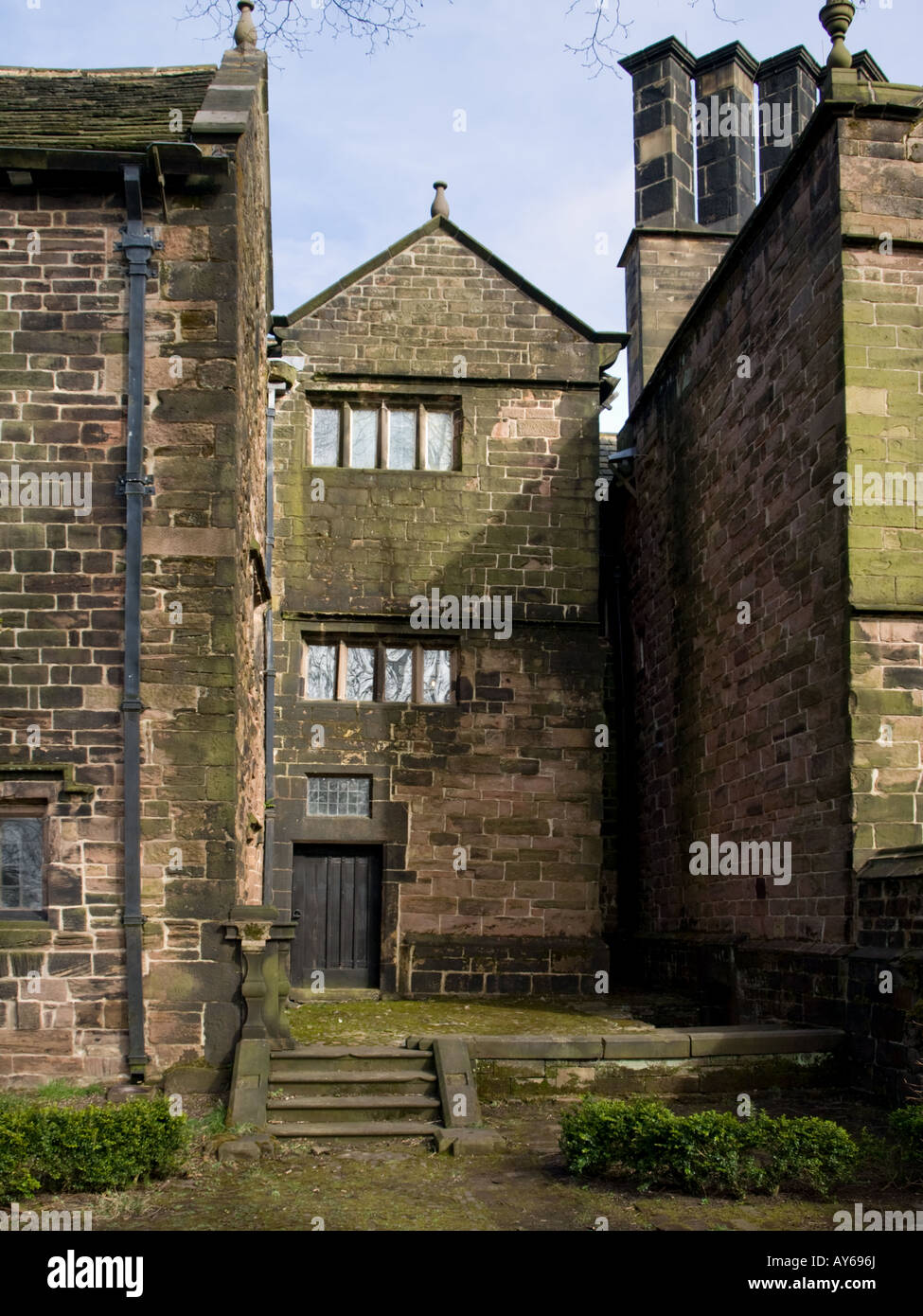 Hall i'th Wood, Bolton, Lancashire, the side of the building Stock Photo