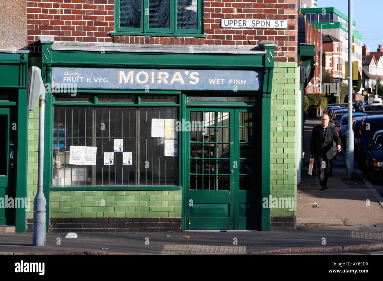 Former Old Moira's "wet fish" and vegetable shop in Upper Spon Street in Coventry, England Stock