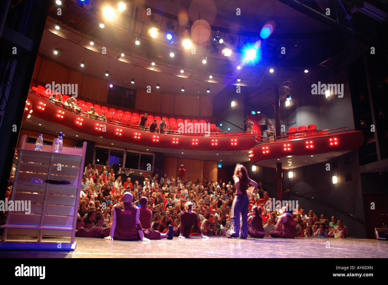 theatre and audience seen from backstage Stock Photo Alamy