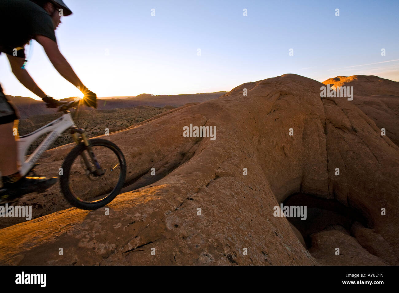 Mountain Biking On Slickrock In Moab Utah Stock Photo Alamy
