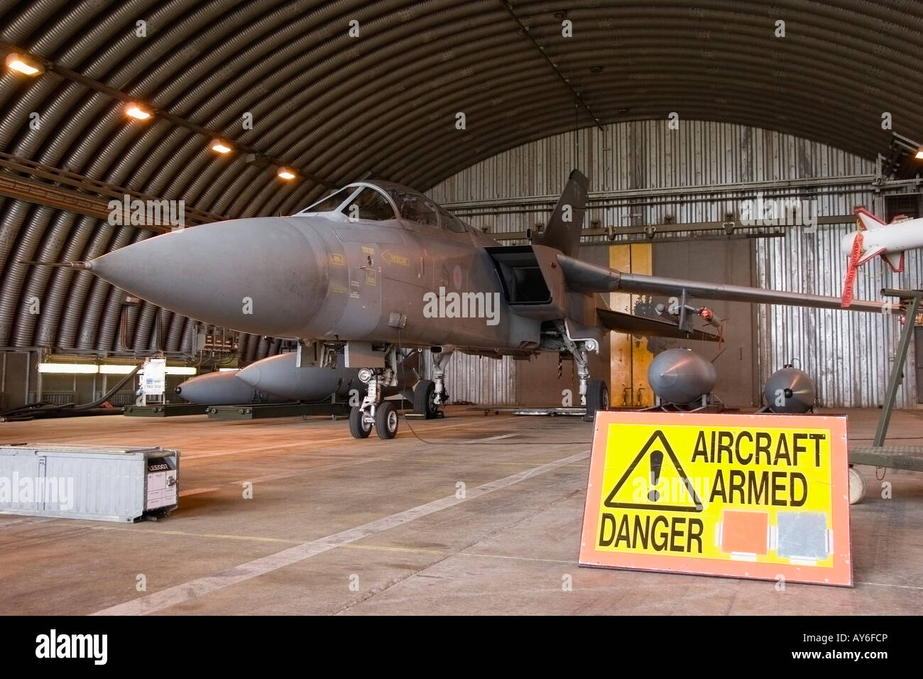 RAF Panavia Tornado F3 in Quick Reaction Alert (QRA) hanger Stock Photo