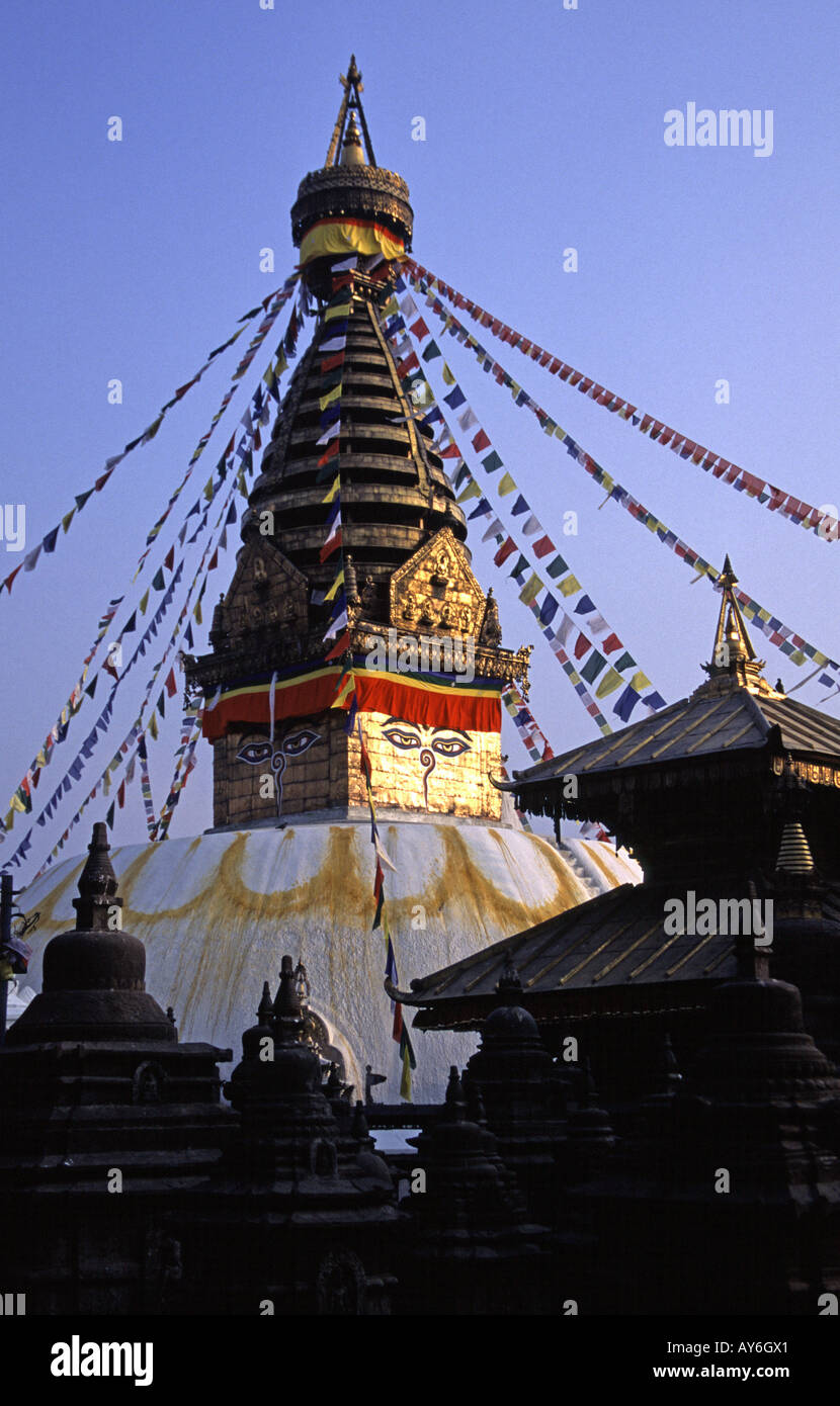 Stupa at Swayambhunath Monkey Temple in Kathmandu Nepal Stock Photo - Alamy