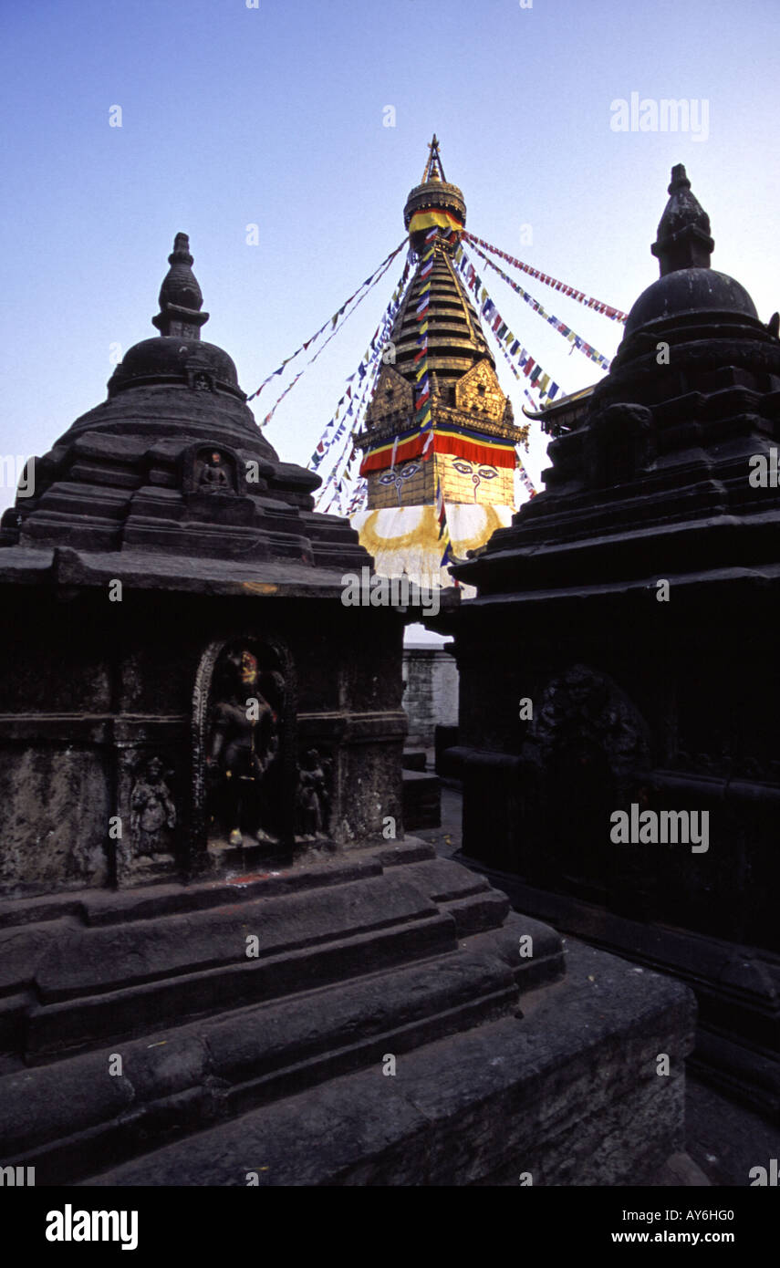 Stupa at Swayambhunath Monkey Temple in Kathmandu Nepal Stock Photo - Alamy