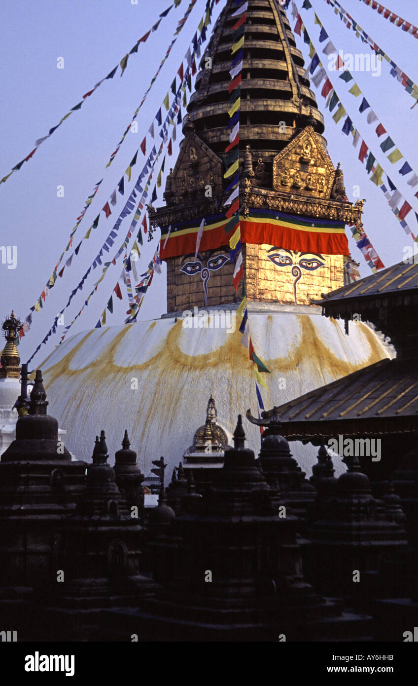 Stupa at Swayambhunath Monkey Temple in Kathmandu Nepal Stock Photo - Alamy