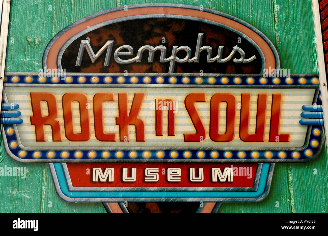 Memphis Tennessee Rock N Soul Museum Sign Stock Photo