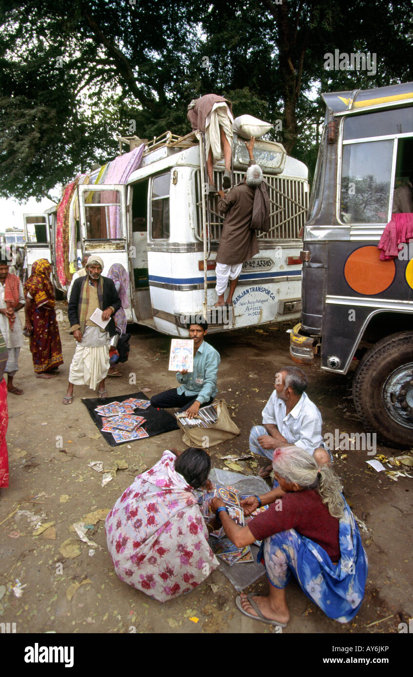 India West Bengal Kolkata Calcutta Ganga Sagar Mela pilgrims bus Stock Photo