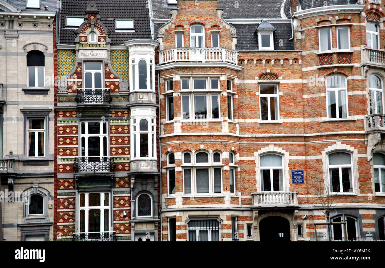 Art Nouveau buildings in Square Ambiorix, Brussels Stock Photo