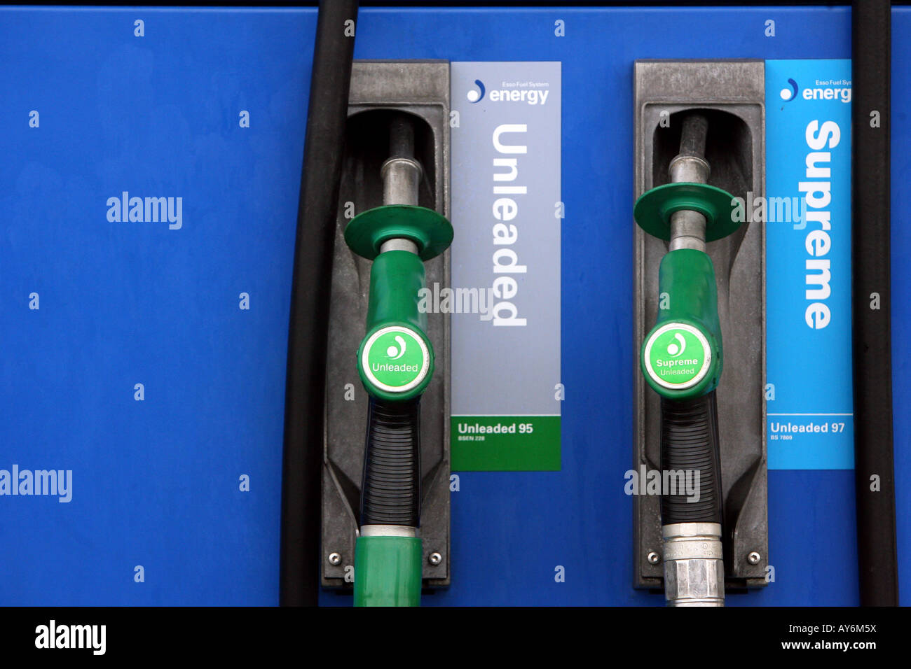 Petrol pumps at an Esso petrol service station in Essex Stock Photo Alamy