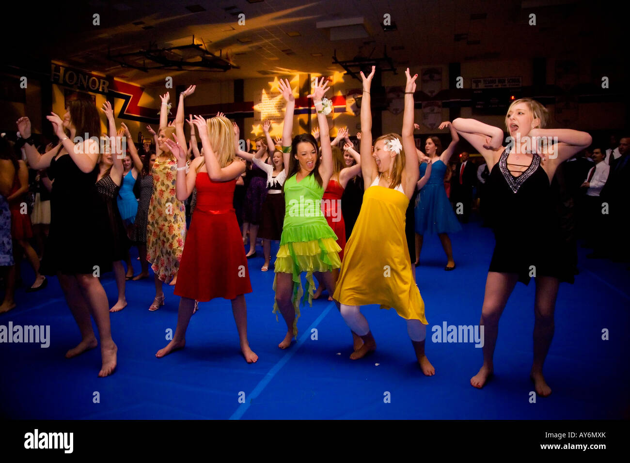 Dancing At Rancho Teen girls enjoy a dance lesson at a Dance With the Dads event at a ...