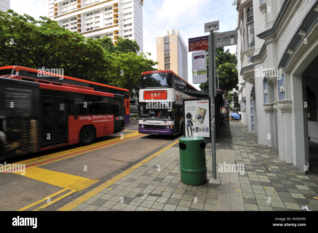 Bus stop on Victoria Street Singapore Stock Photo Alamy
