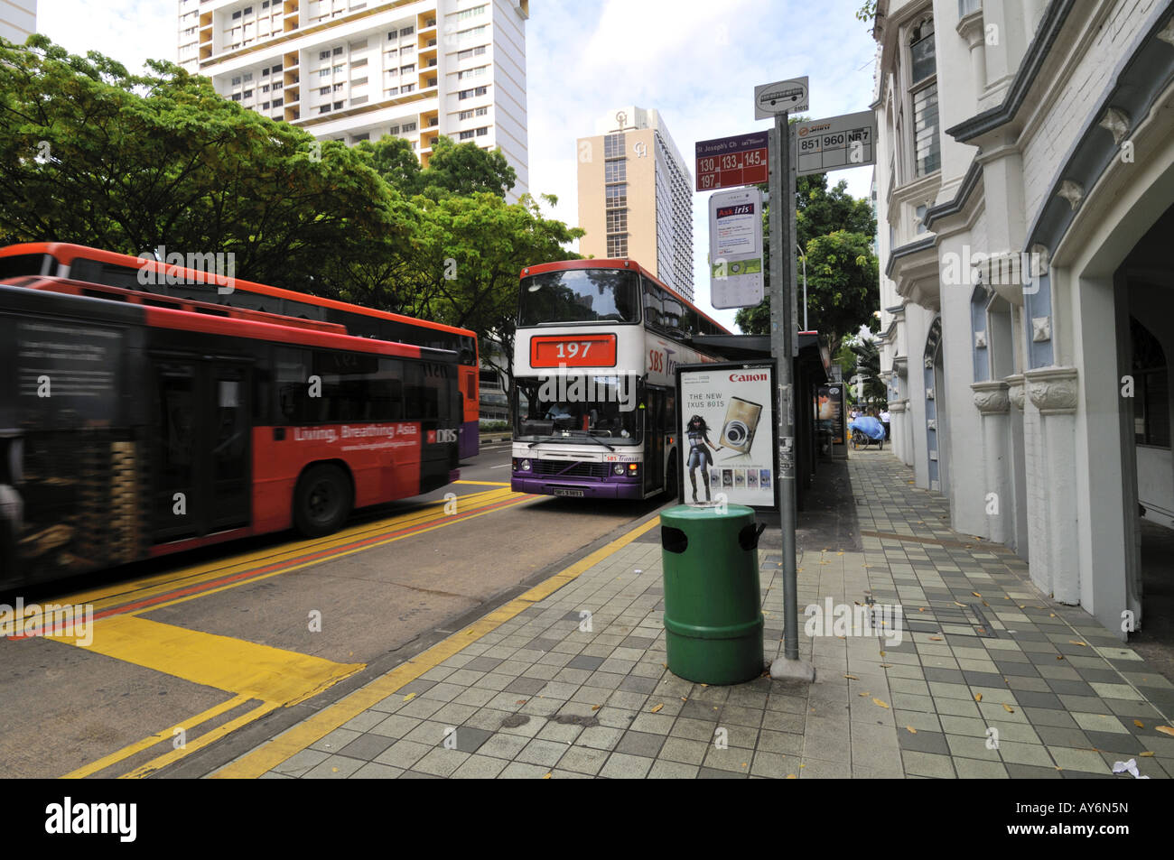 Bus stop on Victoria Street Singapore Stock Photo