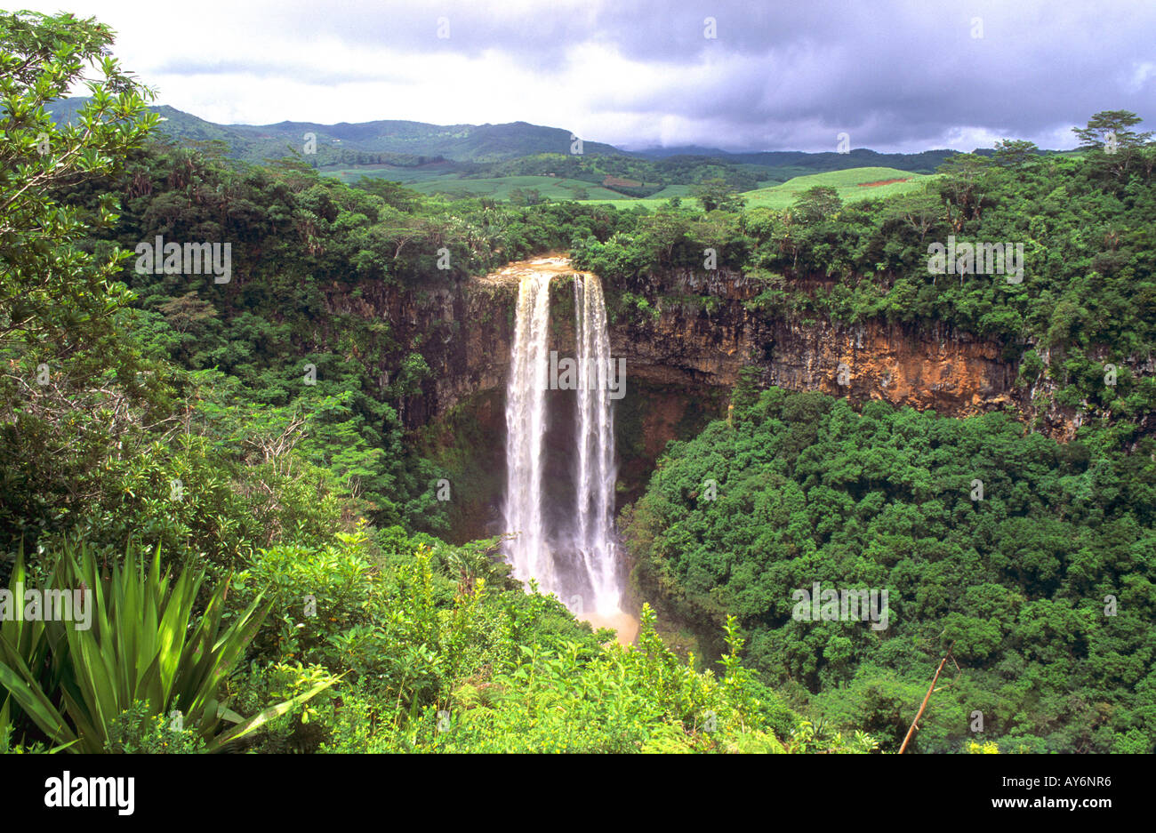 Southwest  'Black River district' 'Chamarel waterfall' Stock Photo