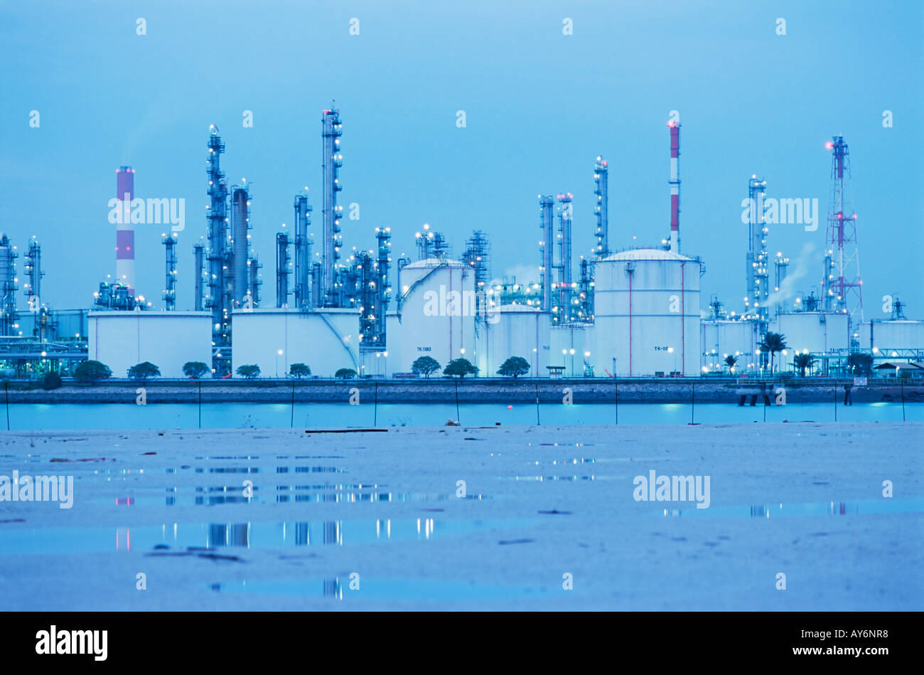 Industrial landscape at oil refinery Stock Photo