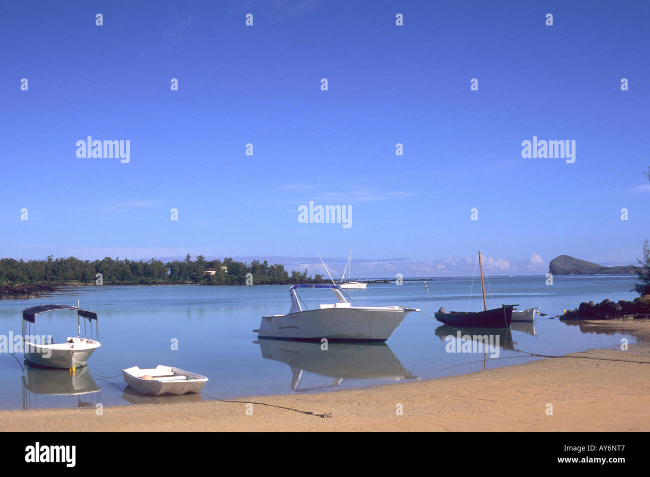"Grand Gaube" "Legends Hotel" beach boats Stock Photo