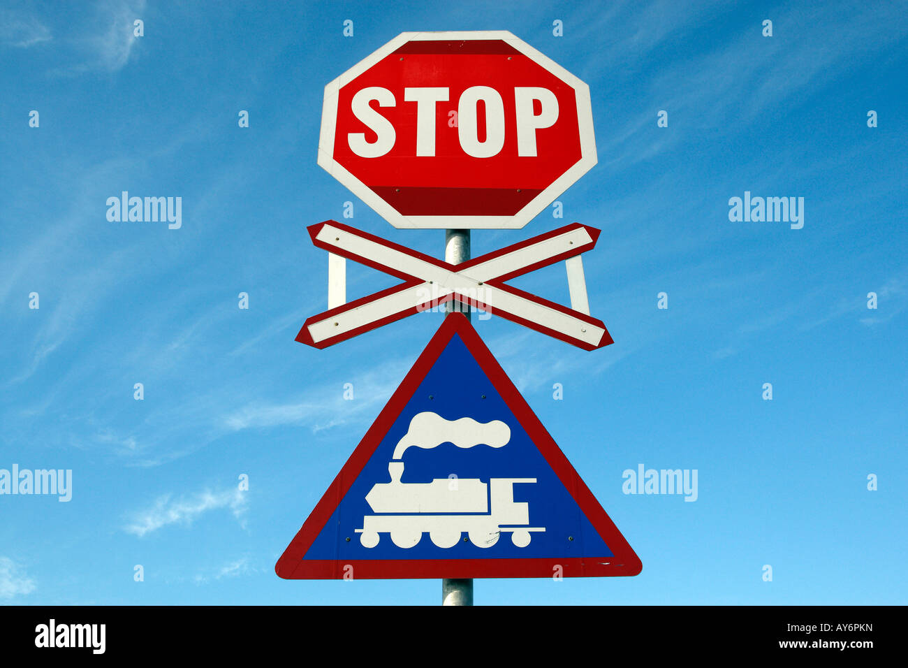 Railway Crossing Stop Sign At Knysna Train Station Knysna Garden Stock Photo Alamy
