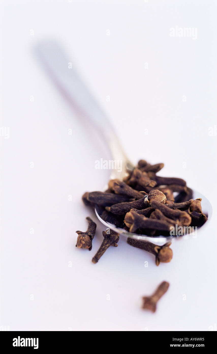 Cloves on a teaspoon Stock Photo Alamy