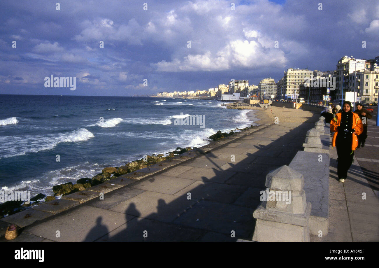 Panoramic View of Mediterranean Sea Alexandria Arab Republic of Egypt Egyptian North Africa Middle East Stock Photo