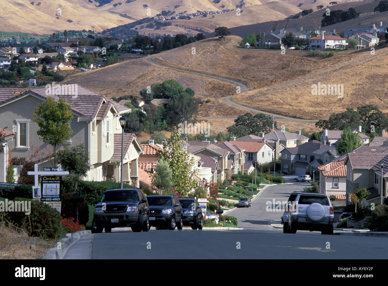 urban sprawl of rural development in California showing homes for sale
