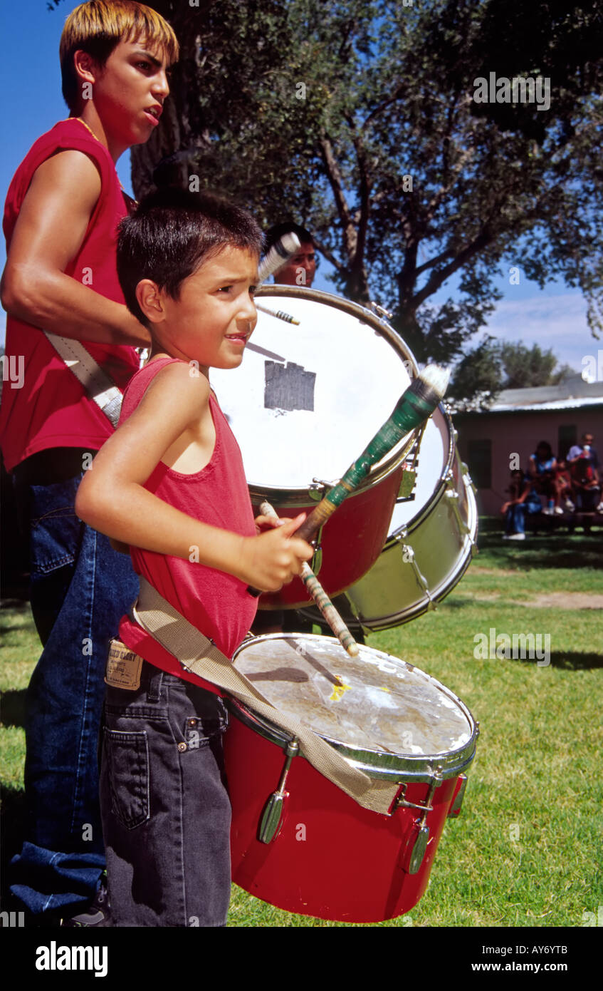 Hispanic drummers of the dance troop Danza Matachin Pavo Real, at the