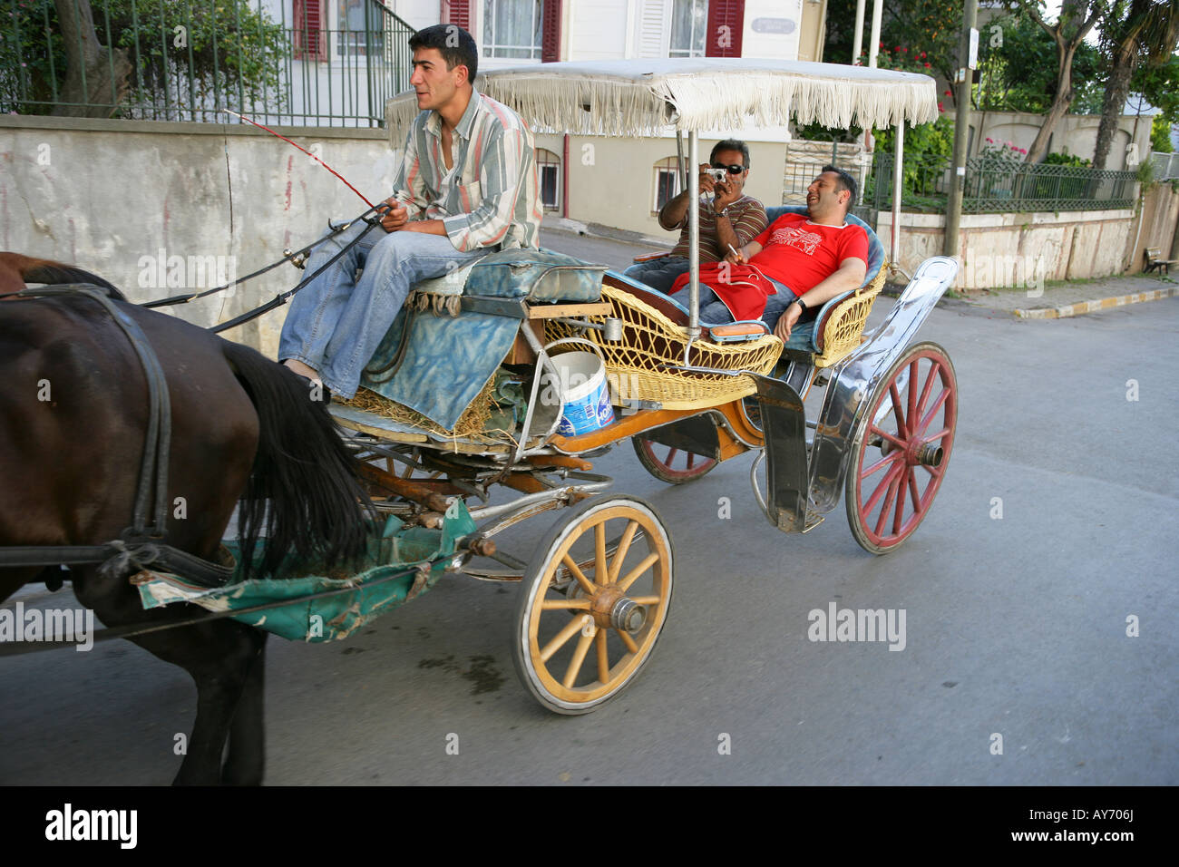 Riding a horse carriage in Buyukada biggest of the Princes Islands