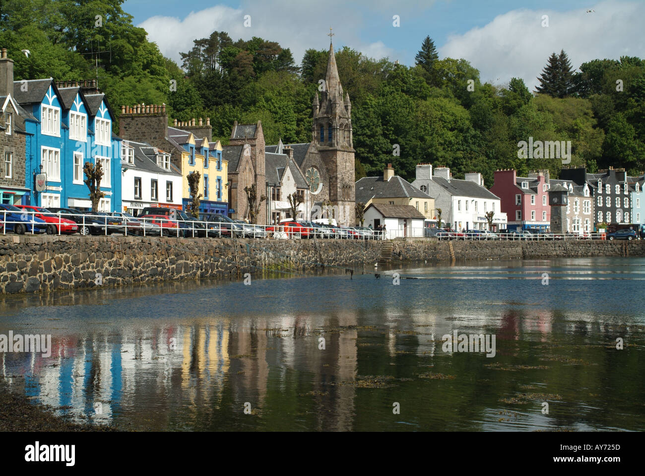 Colourful houses on Main Street, Tobermory, Isle of Mull, Argyll and