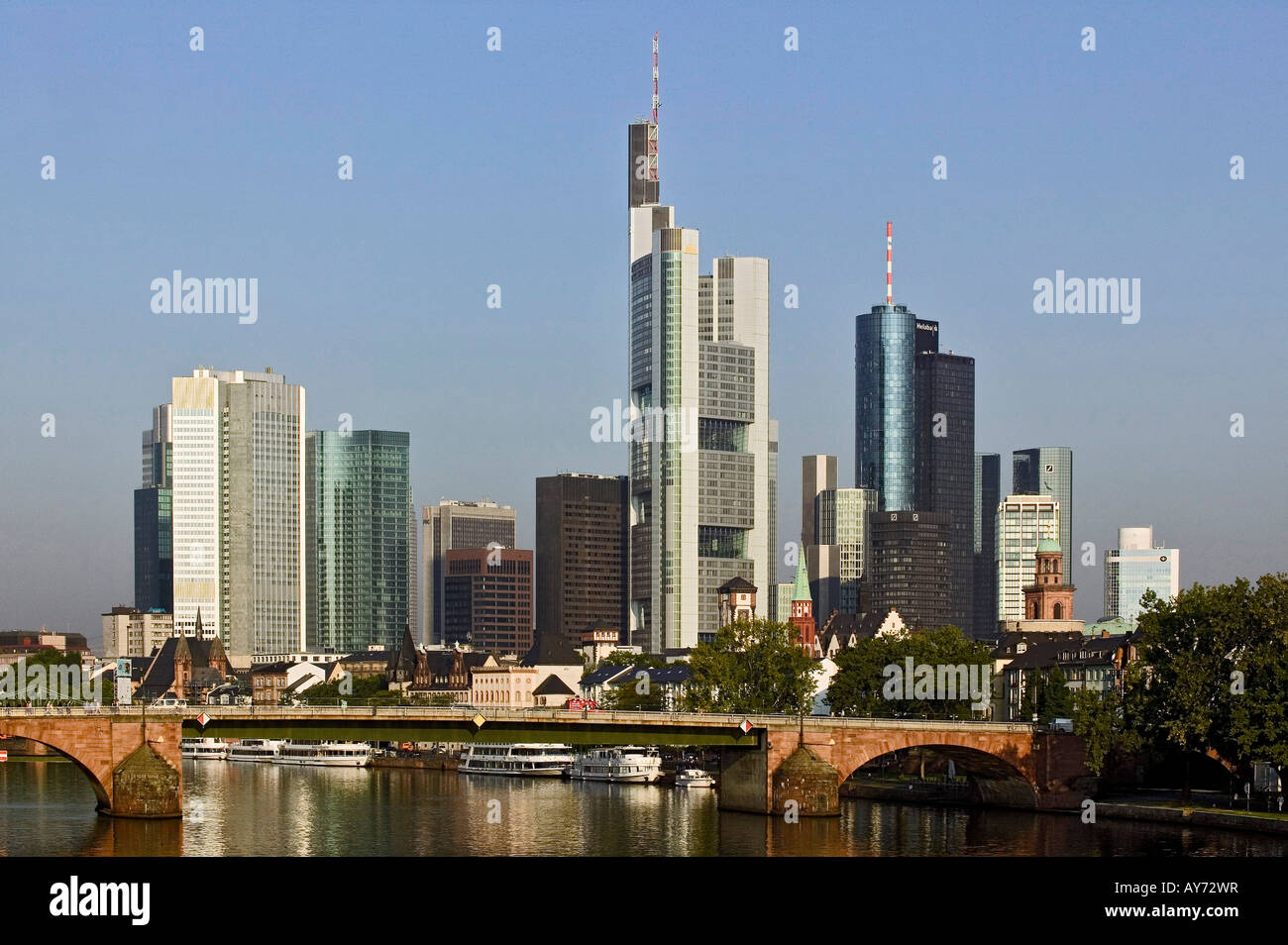 Skyline Frankfurt Europe Germany Stock Photo