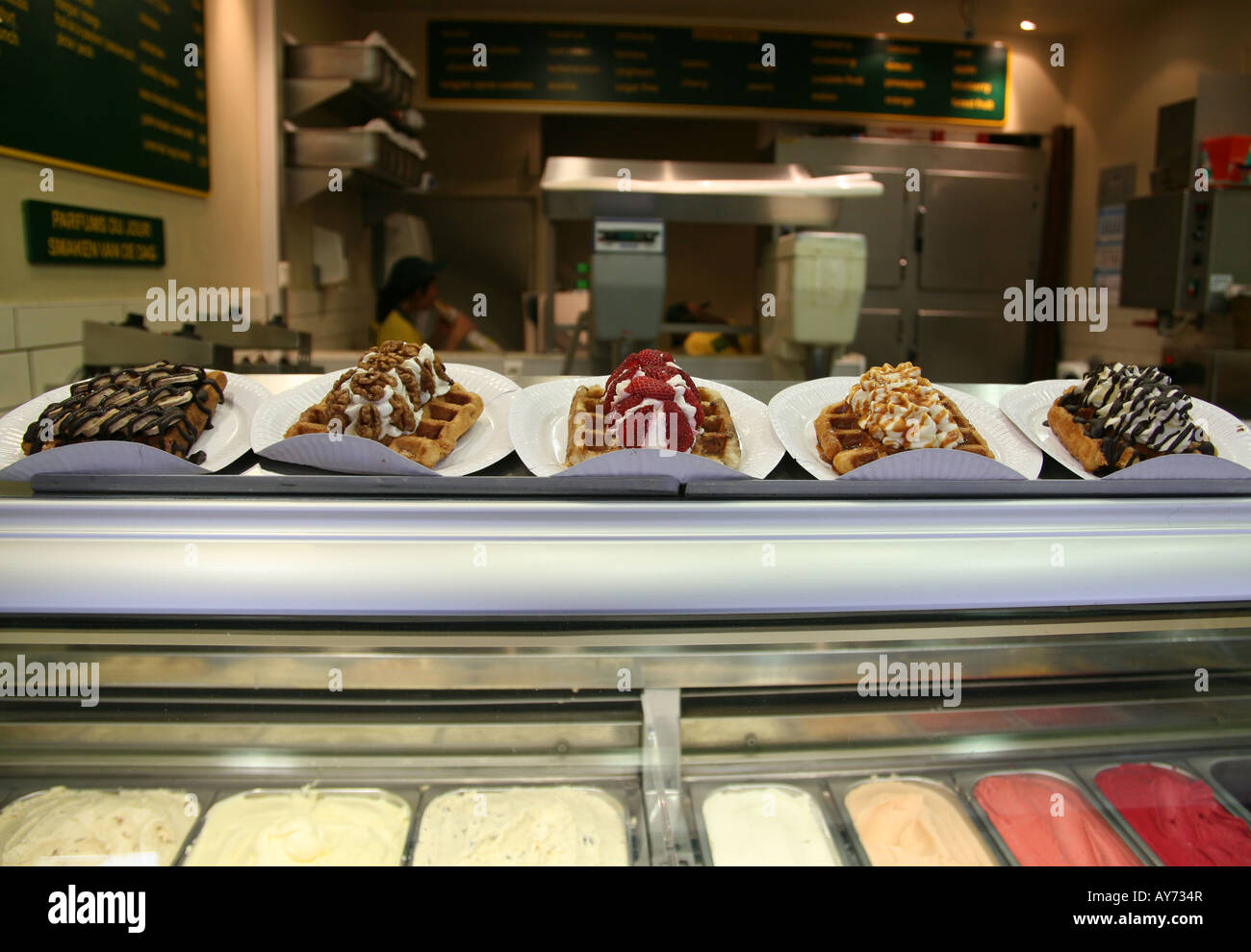 Waffles on display in Brussels Stock Photo