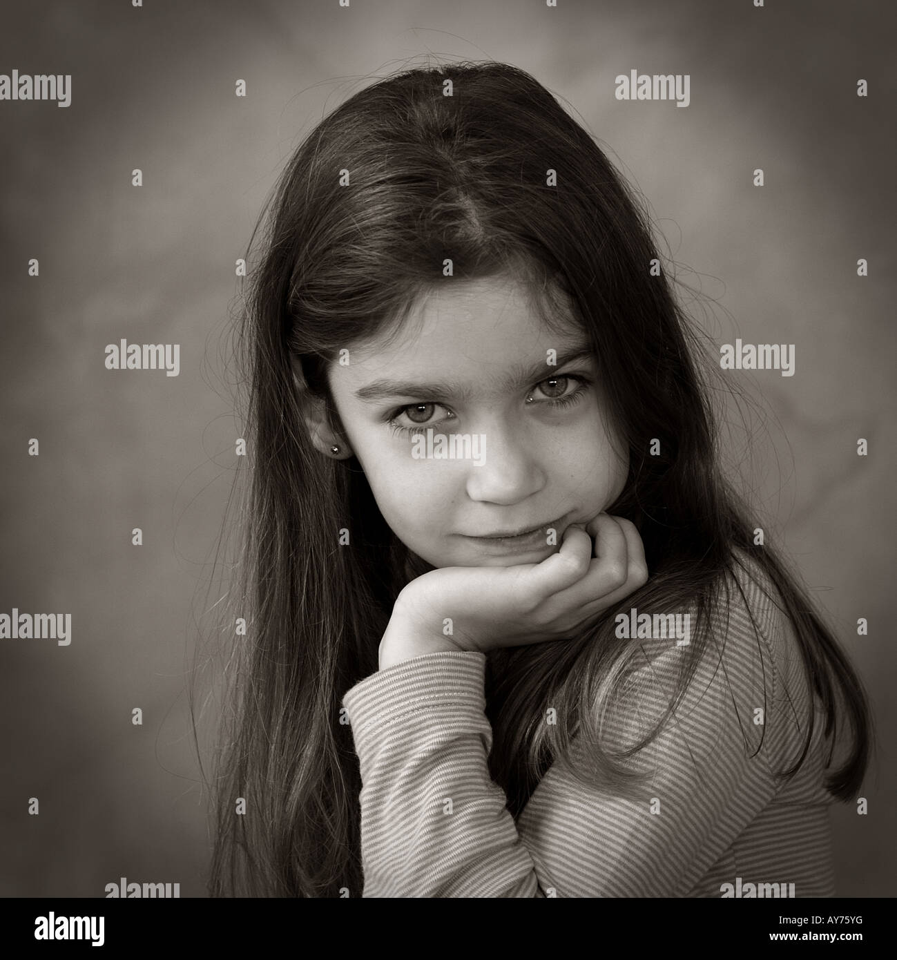 black and white portrait of a young girl Stock Photo - Alamy