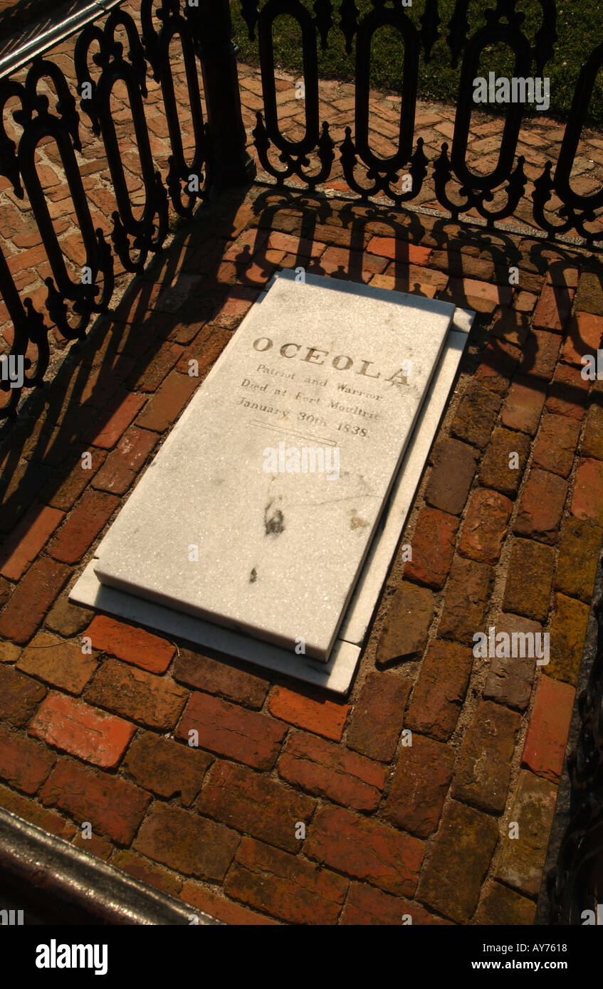 Color image of the grave of indian leader Osceola at Fort Moultrie on the coast of South Carolina near Charleston South Carolin Stock Photo