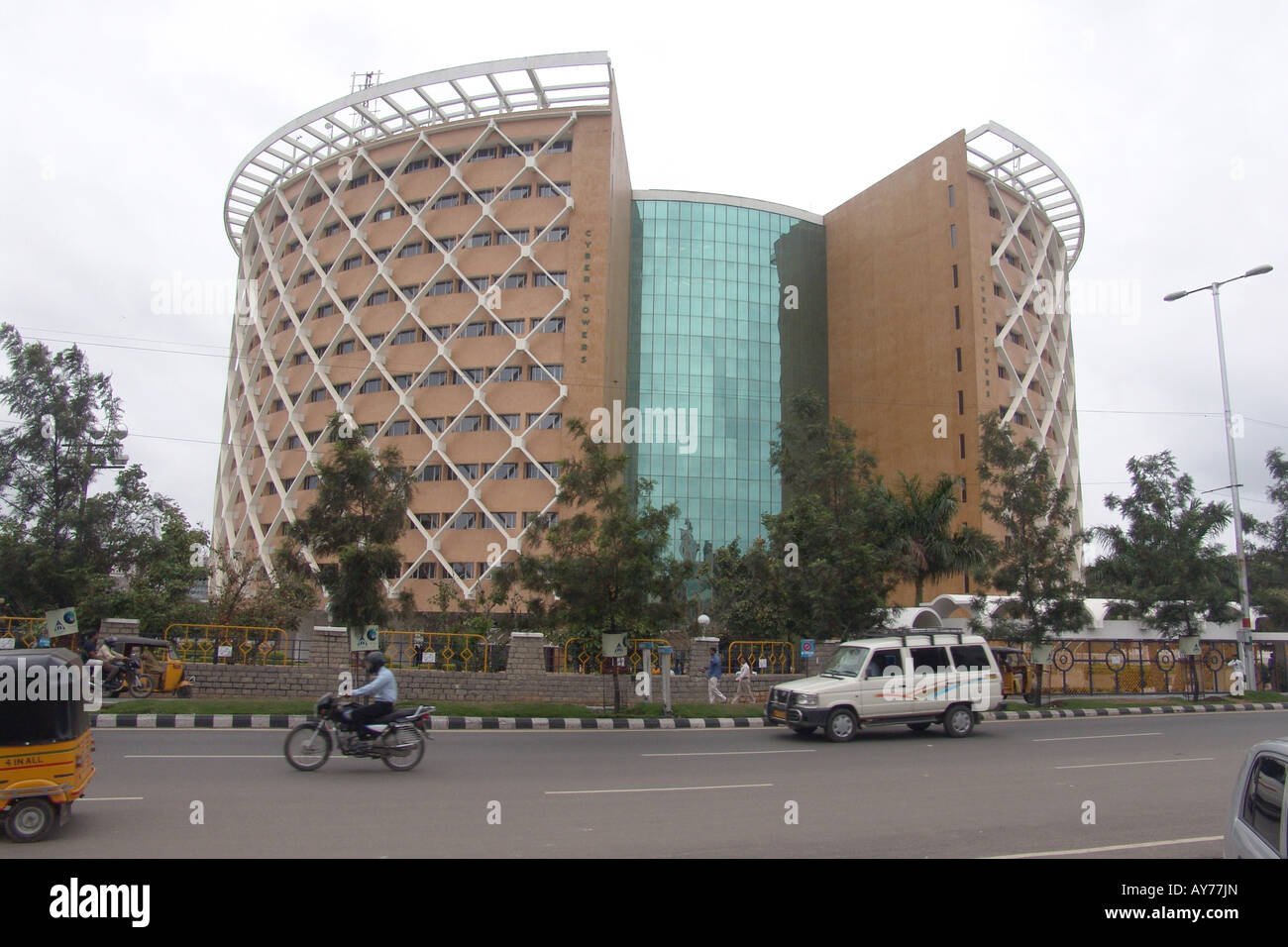 A modern building housing IT industry offices, Hyderabad Stock Photo