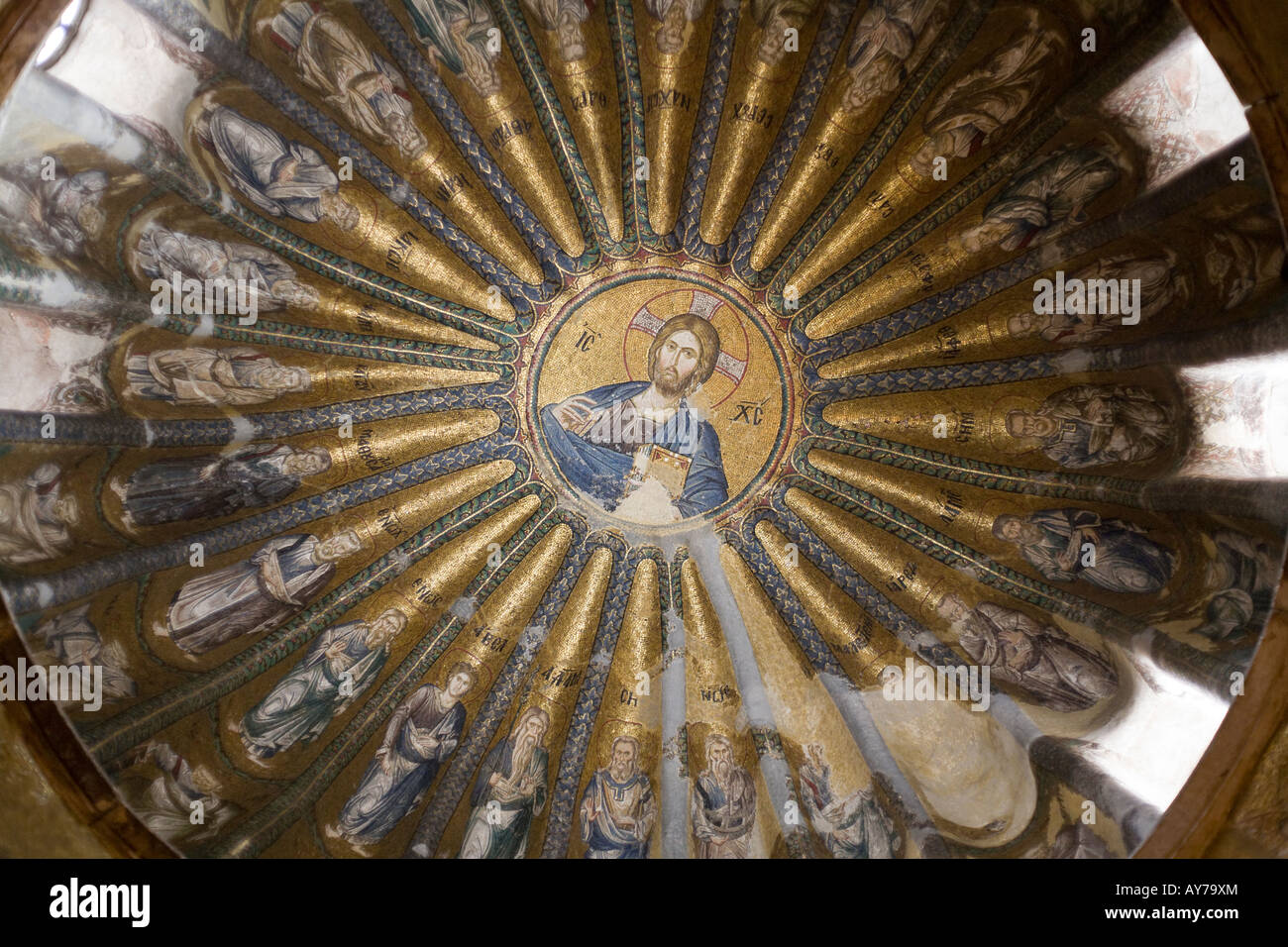 Biblical Ancestors of the Christ Detail of the dome mosaic Biblical Genealogy of Christ one of the magnificent Chora mosaics Stock Photo
