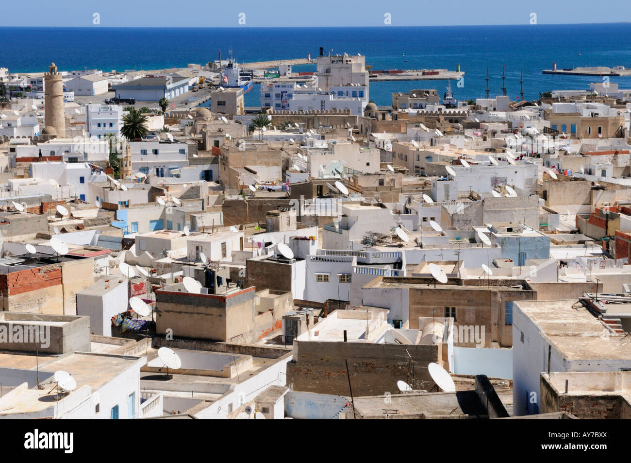 View of Medina from the Tower of the Dar Essid Museum, Sousse, Tunisia Stock Photo