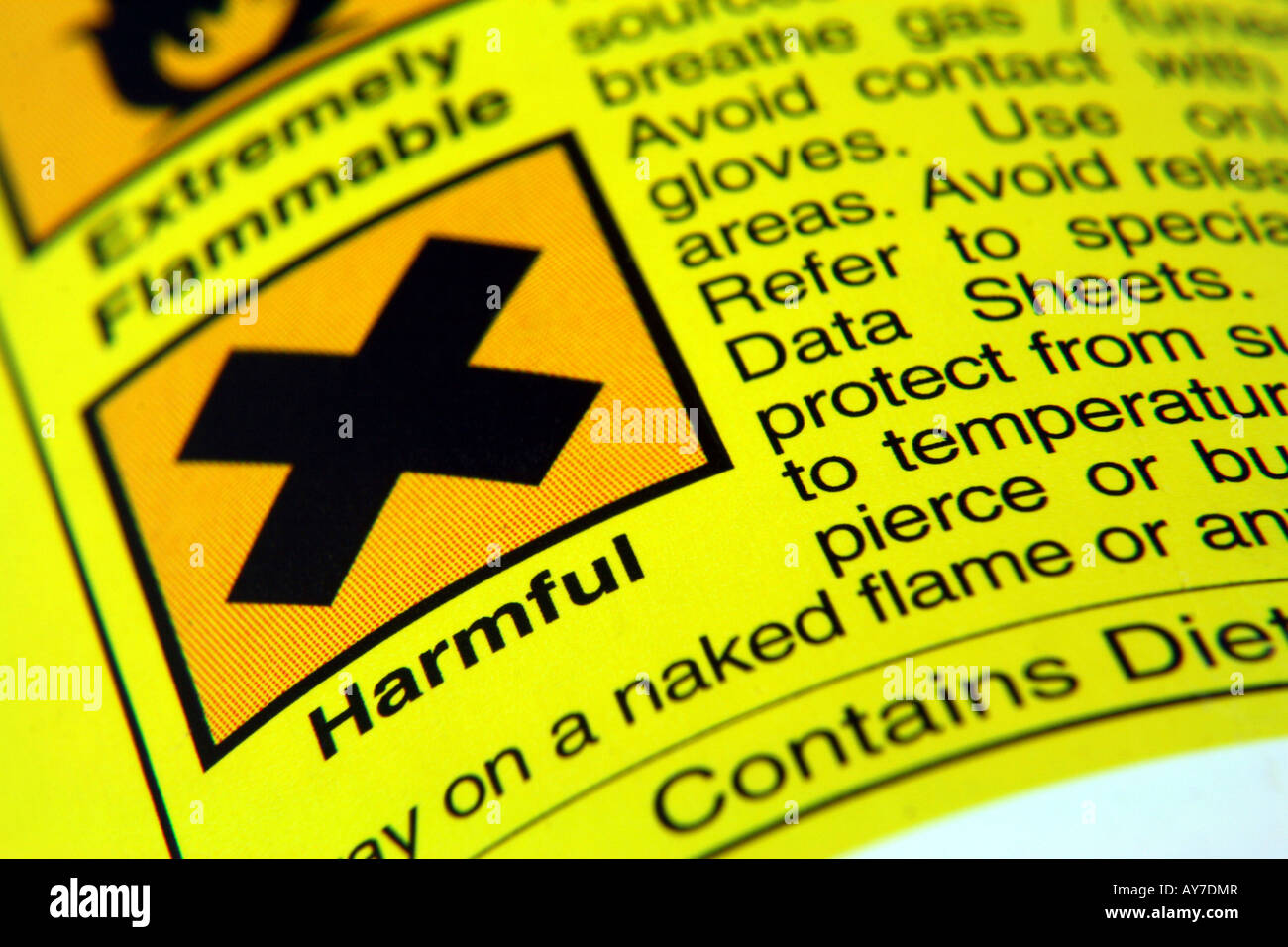 'Harmful' label on product packaging Stock Photo Alamy