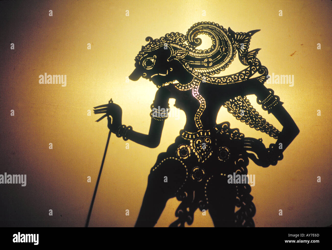 Malaysian culture shadow puppet Wayang Kulit  in Kota Bahru Stock Photo