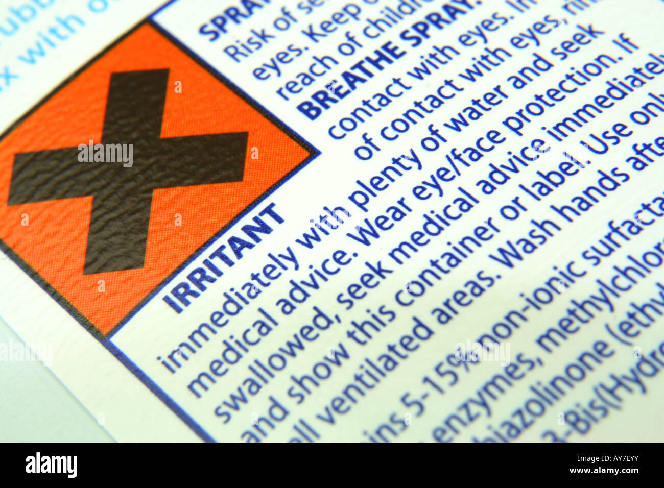 'Harmful' label on product packaging Stock Photo Alamy