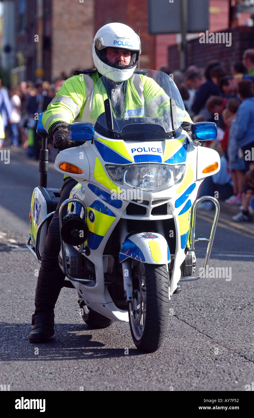 Police motorcyclist, police motorbike in Britain UK Stock Photo