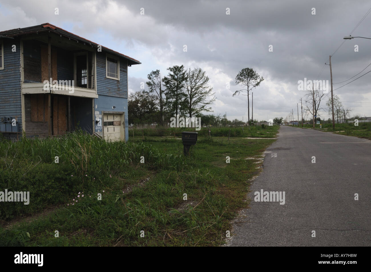 In the aftermath of hurricane Katrina which struck New Orleans on Aug. 29, 2005 many houses in the Lower 9th Ward were abandoned Stock Photo