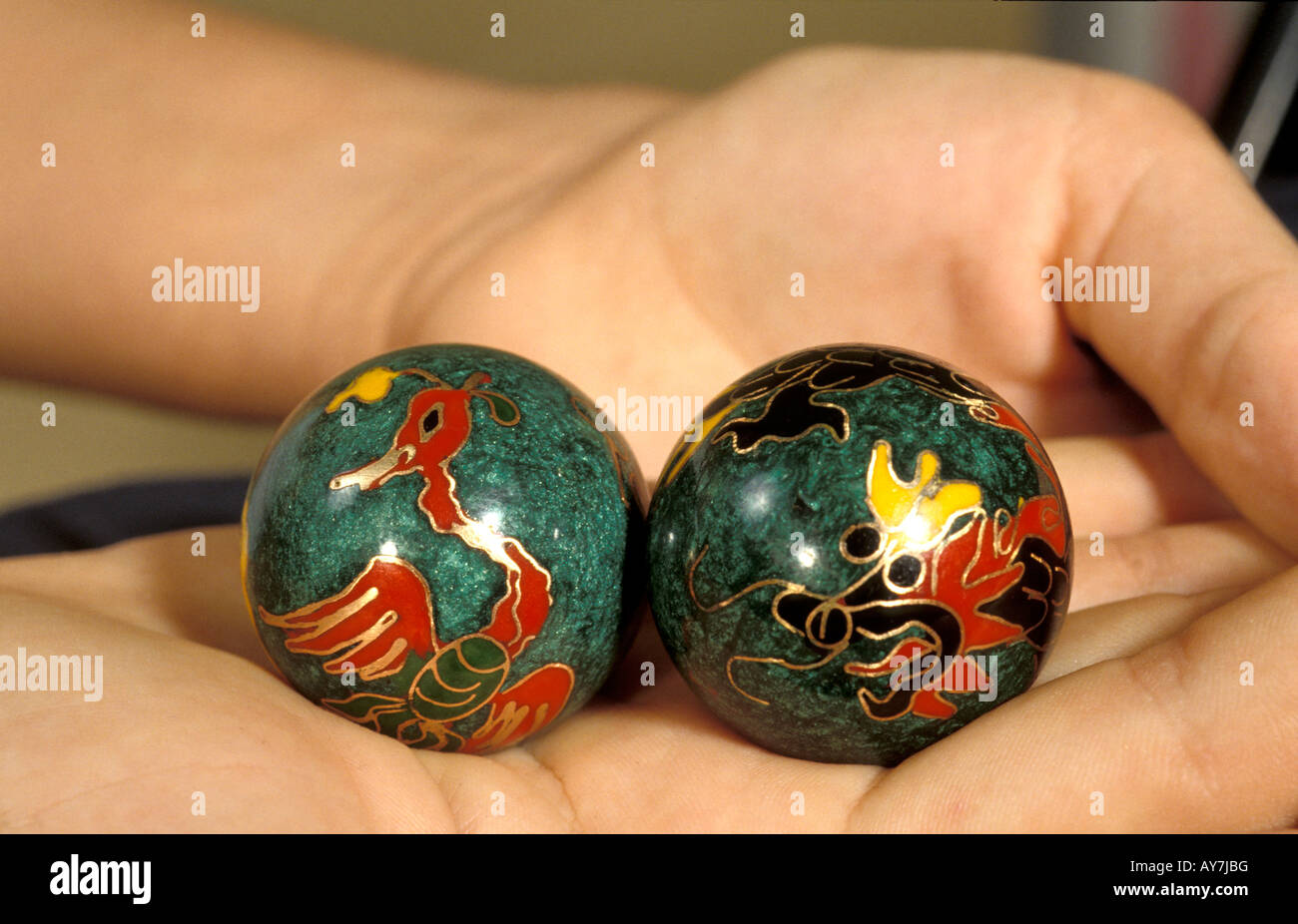 Meditation balls in the hand Stock Photo Alamy